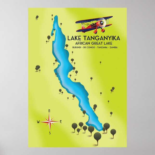 Lake Tanganika Afrikanische Karte Poster (Vorne)