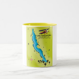 Lake Tanganika Afrikanische Karte Zweifarbige Tasse