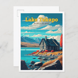 Lake Tekapi New Zealand Vintager Rundgang Kunstgie Postkarte