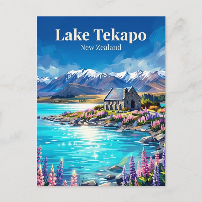 Lake Tekapo Neuseeland Postkarte (Vorderseite)