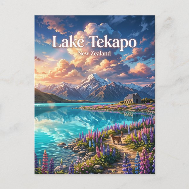 Lake Tekapo Neuseeland Postkarte (Vorderseite)