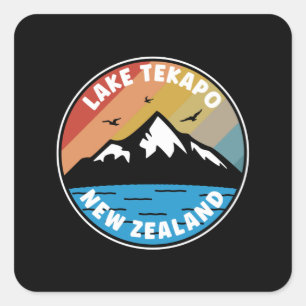 Lake Tekapo - Neuseeland Vintage Quadratischer Aufkleber