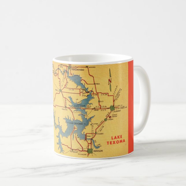 Lake Texoma Karte Kaffeetasse (VorderseiteRechts)