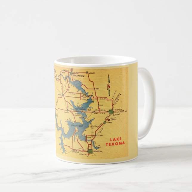 Lake Texoma Map Kaffeetasse (VorderseiteRechts)