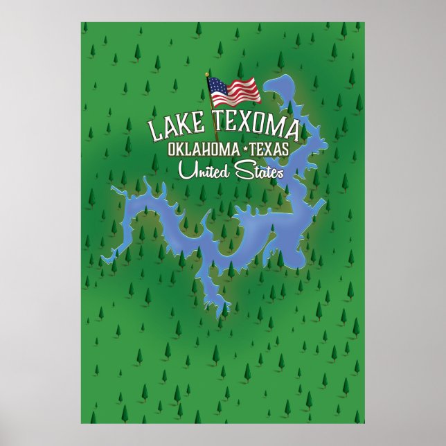 Lake Texoma USA Karte. Poster (Vorne)