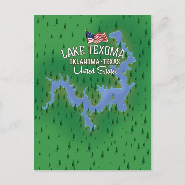 Lake Texoma USA Karte. Postkarte (Vorderseite)