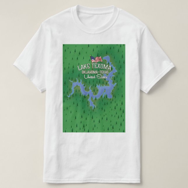 Lake Texoma USA Karte. T-Shirt (Design vorne)