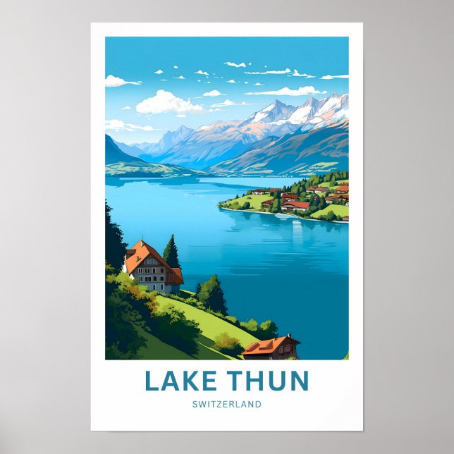 Lake Thun Switzerland Travel Print Poster (Vorne)