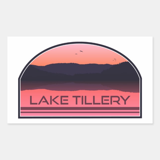 Lake Tillery North Carolina Red Sunrise Rechteckiger Aufkleber (Vorderseite)
