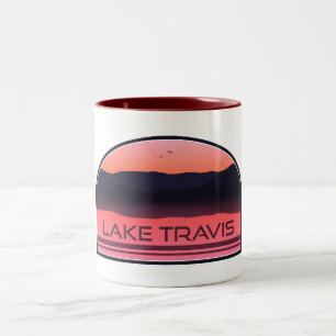 Lake Travis Austin Texas Roter Sonnenaufgang Zweifarbige Tasse