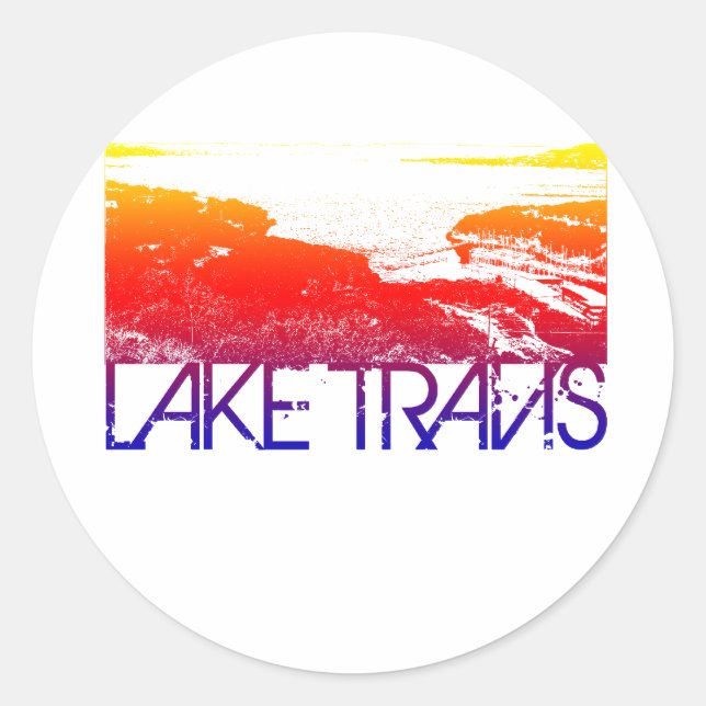 Lake Travis Skyline Design Runder Aufkleber (Vorderseite)