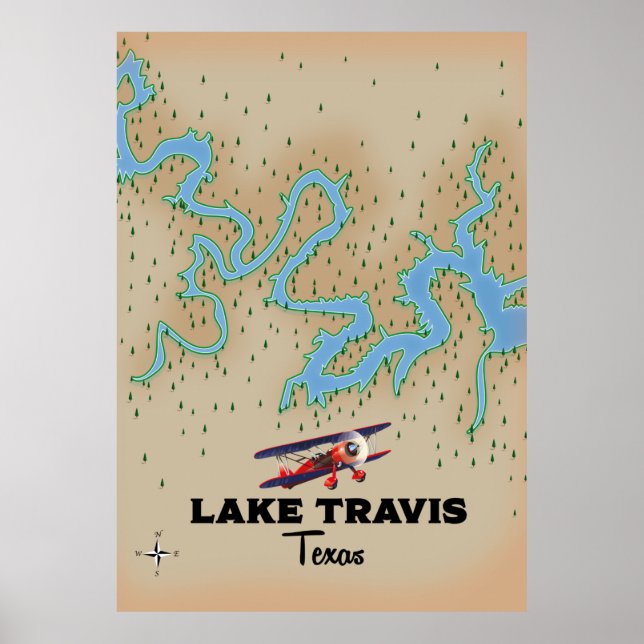 Lake Travis Texas Map Poster (Vorne)