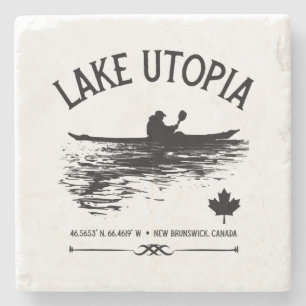 Lake Utopia New Brunswick Kanada Seen - Paddler Steinuntersetzer