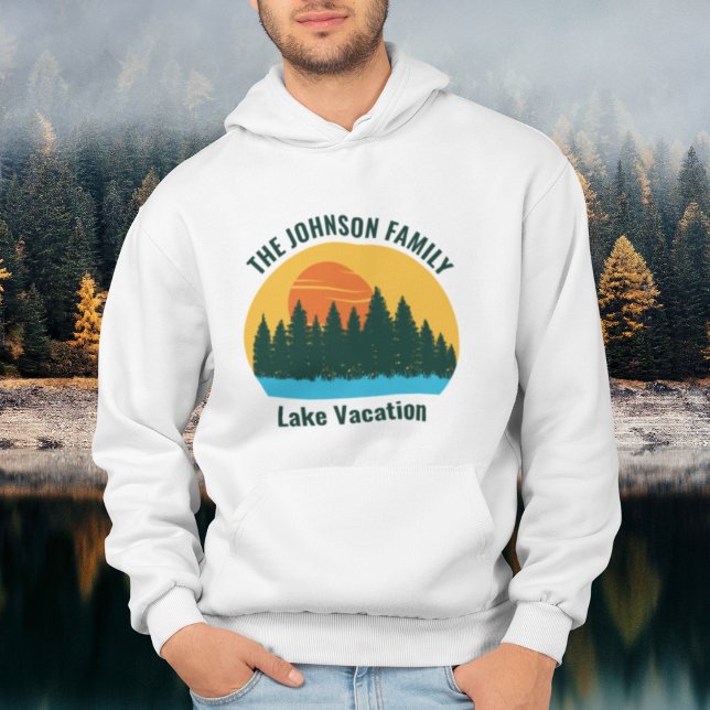 Lake Vacation Sunset Cool Personalisiert Hoodie (Von Creator hochgeladen)