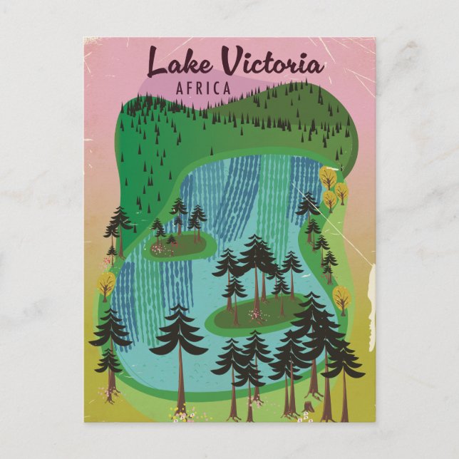 Lake Victoria African travel poster Postkarte (Vorderseite)