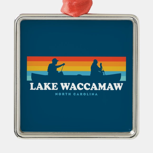 Lake Waccamaw North Carolina Canoe Ornament Aus Metall (Vorne)