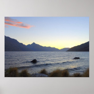 Lake Wakatipu at Sunset, Queenstown, NZ Poster