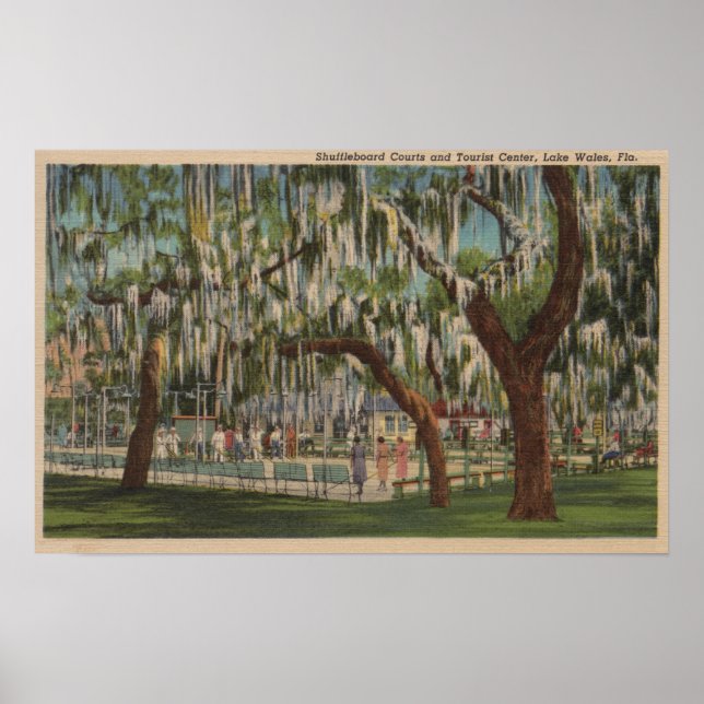 Lake Wales, FL - Außenansicht Shuffleboard Poster (Vorne)