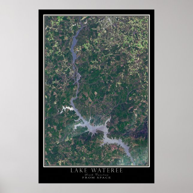 Lake Watersee South Carolina Satellite-Poster Kart Poster (Vorne)