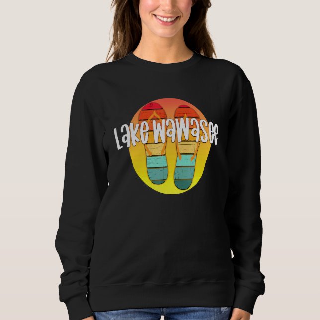 Lake Wawasee Indiana Retro Flipflop Sonnenuntergan Sweatshirt (Vorderseite)