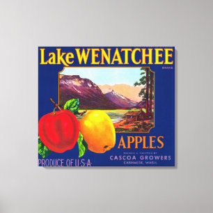 Lake Wenatchee Apple Label (blau) - Cashmere, WA Leinwanddruck