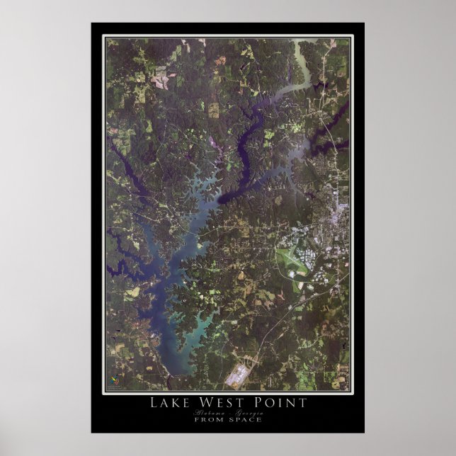 Lake West Point Alabama - Georgia Satellite Map Poster (Vorne)