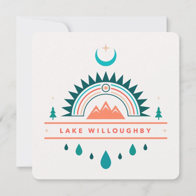 LAKE WILLOUGHBY boho Regenbogenmond Einladung (Vorderseite)