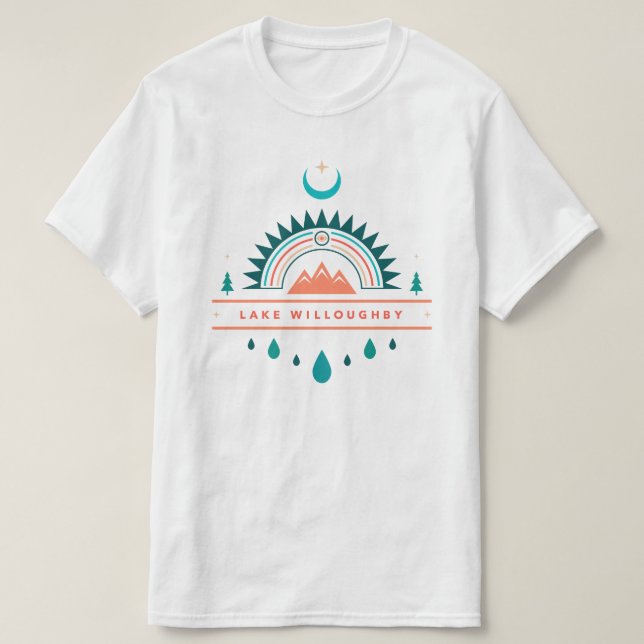 LAKE WILLOUGHBY boho Regenbogenmond T-Shirt (Design vorne)