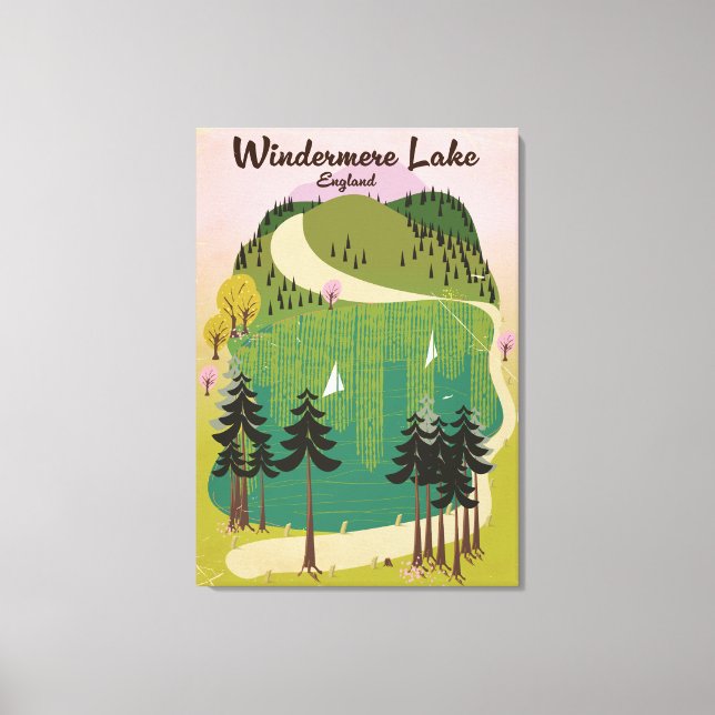 Lake Windermere Travel Poster Leinwanddruck (Vorderseite)