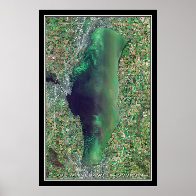 Lake Winnebago Wisconsin Satellite Poster Karte (Vorne)