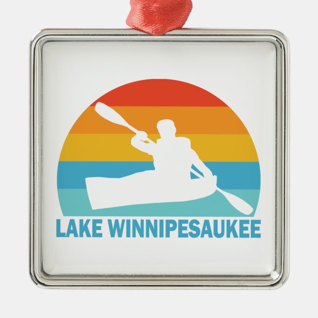 Lake Winnipesaukee New Hampshire Kayak Ornament Aus Metall (Vorne)