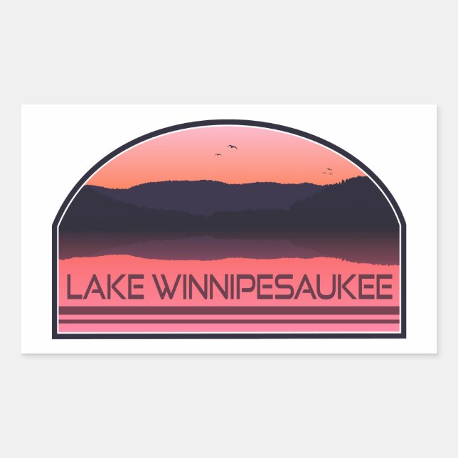 Lake Winnipesaukee New Hampshire Red Sunrise Rechteckiger Aufkleber (Vorderseite)