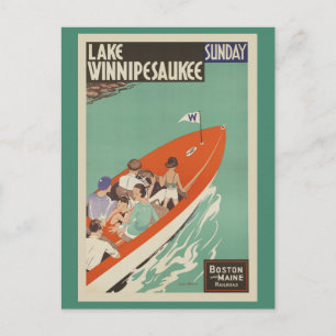 Lake Winnipesaukee NH Eisenbahn Reisen in alter Ze Postkarte