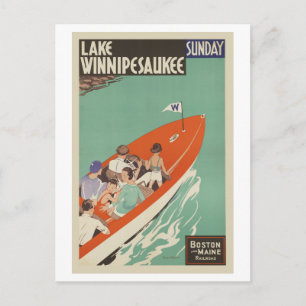 Lake Winnipesaukee NH Eisenbahn Vintage Reise Postkarte