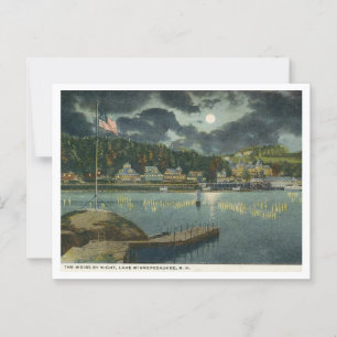 Lake Winnipesaukee, NH The Weirs bei Nacht 1910er Postkarte