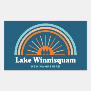 Lake Winnisquam New Hampshire Rainbow Rechteckiger Aufkleber
