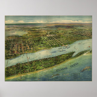 Lake Worth Palm Beach FL Birds Eye Panoramakarte Poster