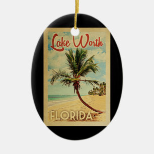 Lake Worth Palm Tree Vintage Reise Keramik Ornament