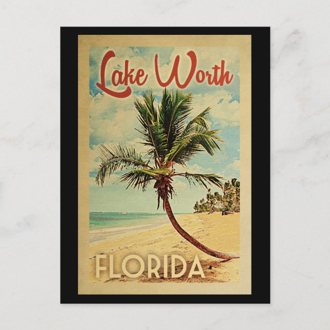 Lake Worth Palm Tree Vintage Reise Postkarte (Vorderseite)