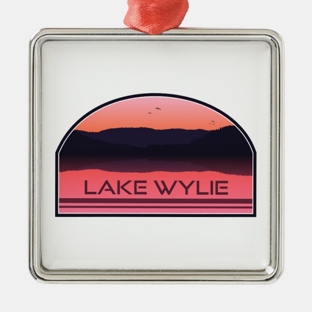 Lake Wylie North Carolina Red Sunrise Ornament Aus Metall (Vorne)