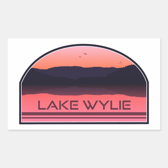 Lake Wylie North Carolina Red Sunrise Rechteckiger Aufkleber (Vorderseite)
