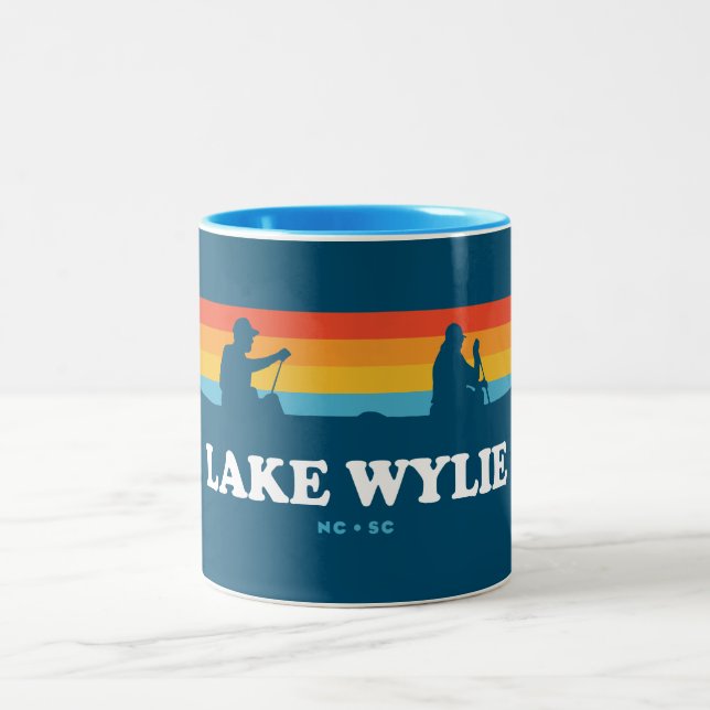 Lake Wylie North Carolina South Carolina Canoe Zweifarbige Tasse (Mittel)