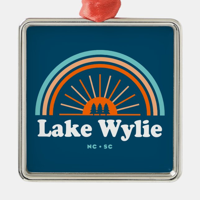 Lake Wylie North Carolina South Carolina Rainbow Ornament Aus Metall (Vorne)