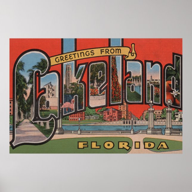Lakeland, Florida - Große Briefmarkenszenen Poster (Vorne)
