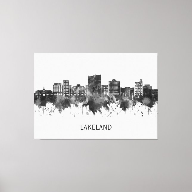 Lakeland Florida Skyline BW Leinwanddruck (Vorderseite)