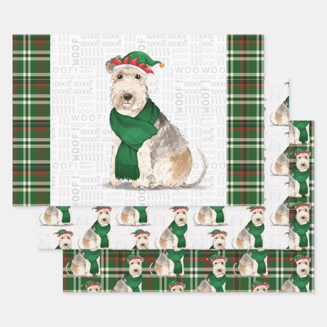 Lakeland Terrier Christmas Dog und Holiday Kariert Geschenkpapier Set (Set)