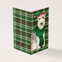Lakeland Terrier Dog Green Kariert Holiday Cards