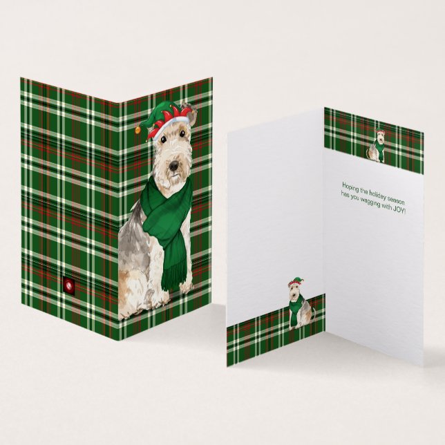 Lakeland Terrier Dog Green Kariert Holiday Cards (Innenseite und Außenseite)