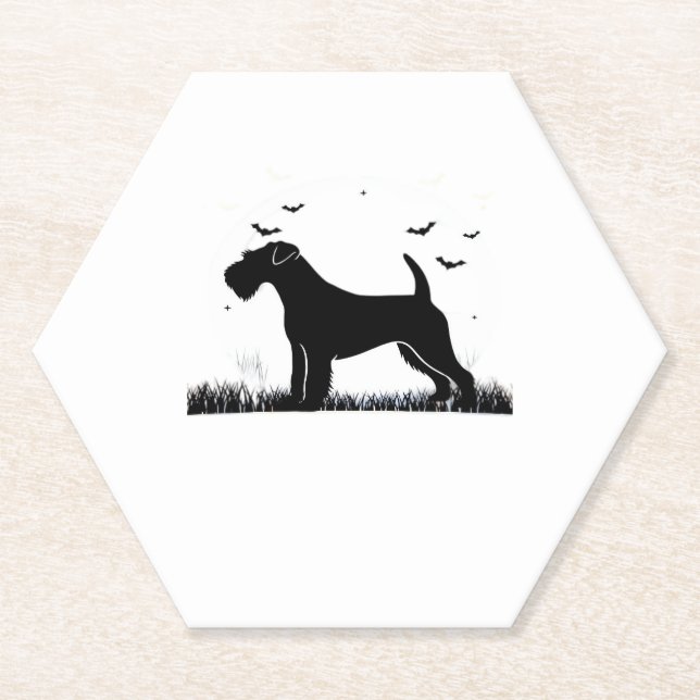 Lakeland Terrier Dog � Halloween Moon Silhouette C Untersetzer (Vorderseite)