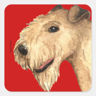 Lakeland Terrier Farbblock Quadratischer Aufkleber